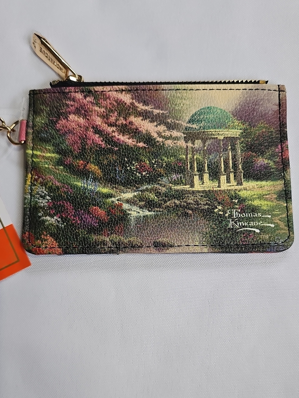 Thomas Kinkade Garden Scene Zip Coin And Card Purse With Keyring